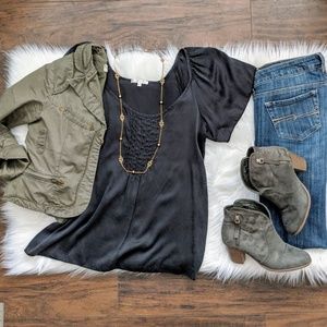 szS black matty m 100% silk shirt